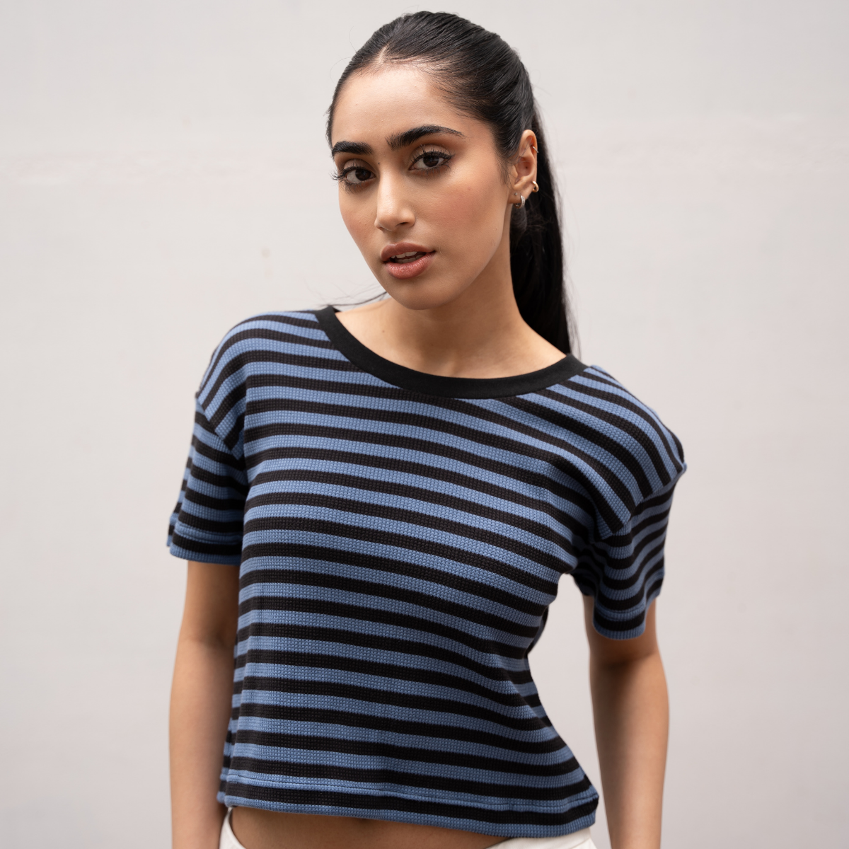 Striped Waffle Knit Top