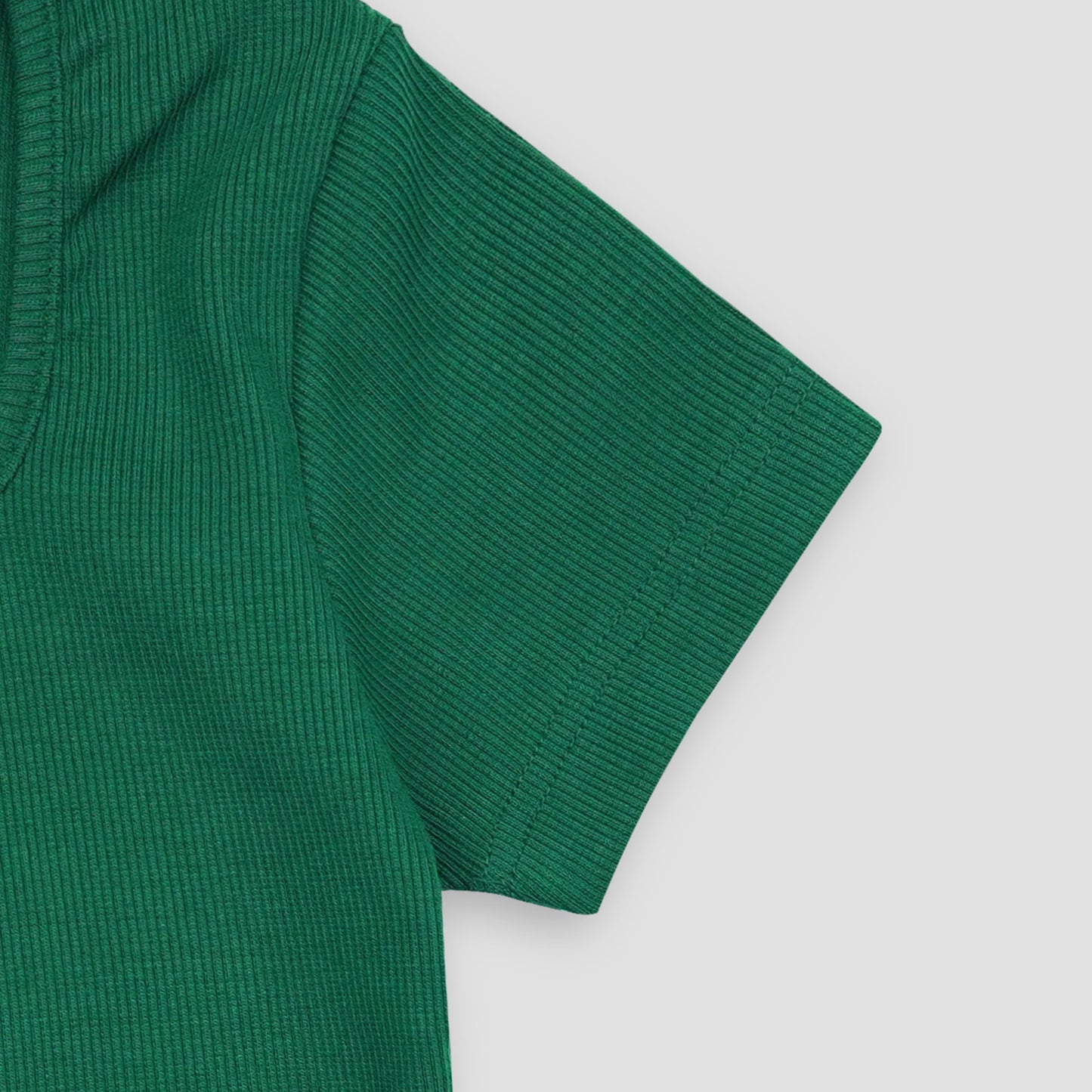 Dark Green Square Neck Ribbed Shirt