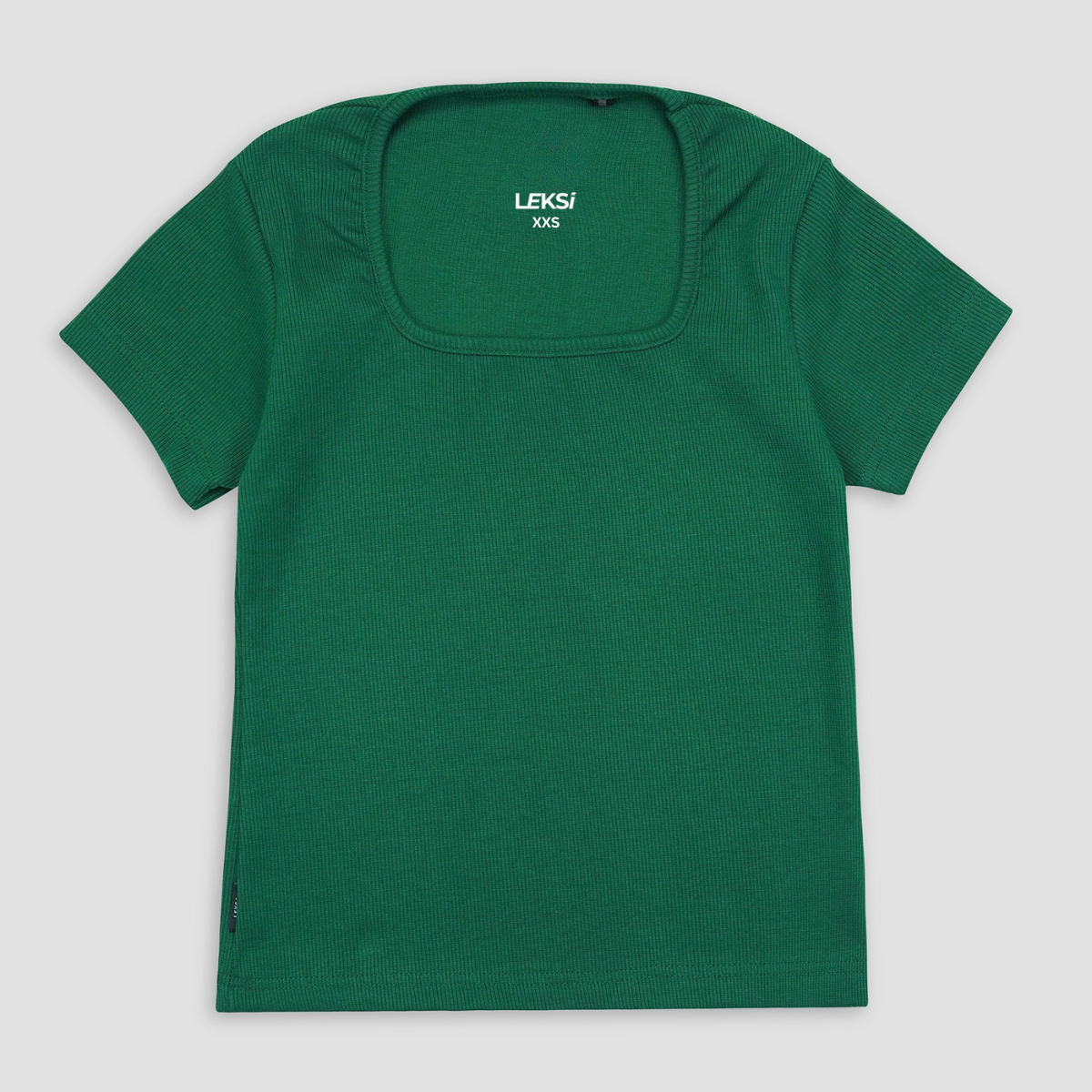Dark Green Square Neck Ribbed Shirt