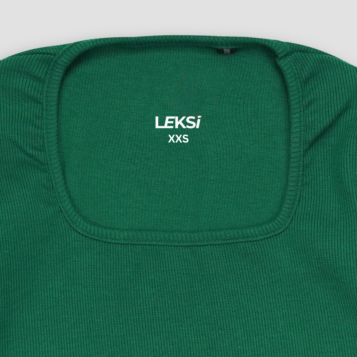 Dark Green Square Neck Ribbed Shirt