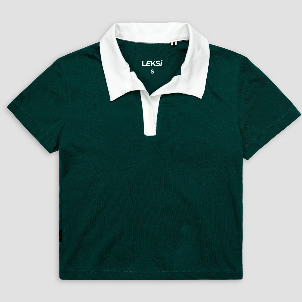 Collared Green Cropped Top