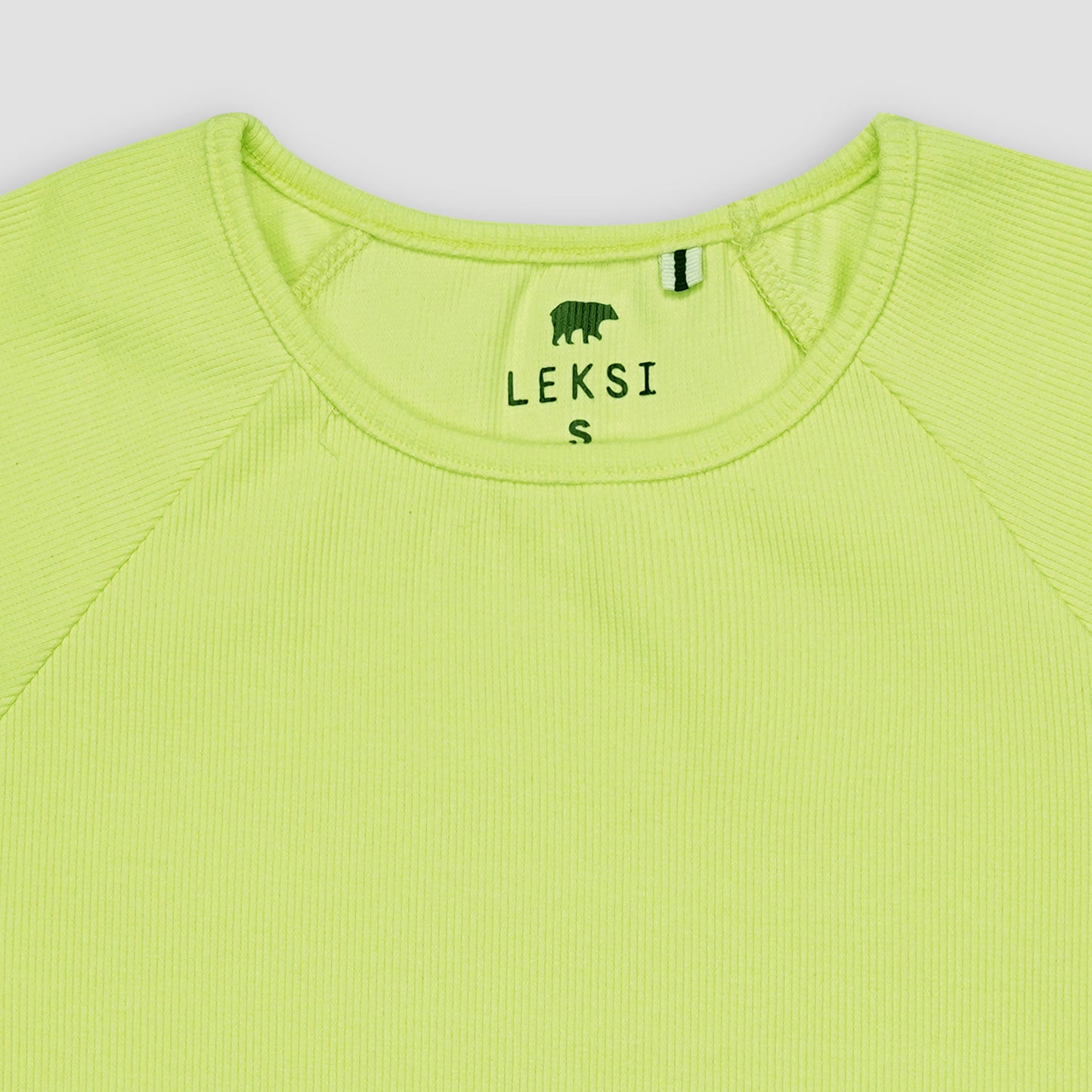 Lime Round Neckline Short Sleeve Ribbed Tee