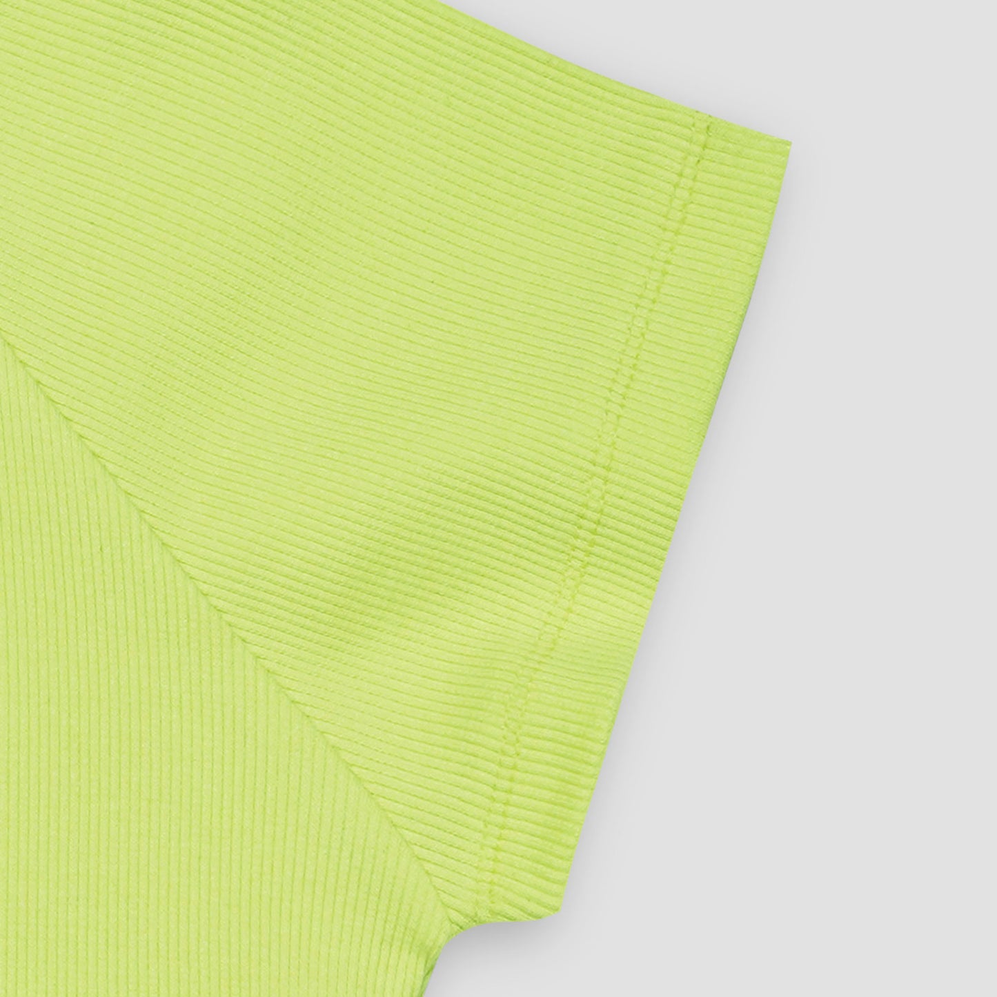 Lime Round Neckline Short Sleeve Ribbed Tee