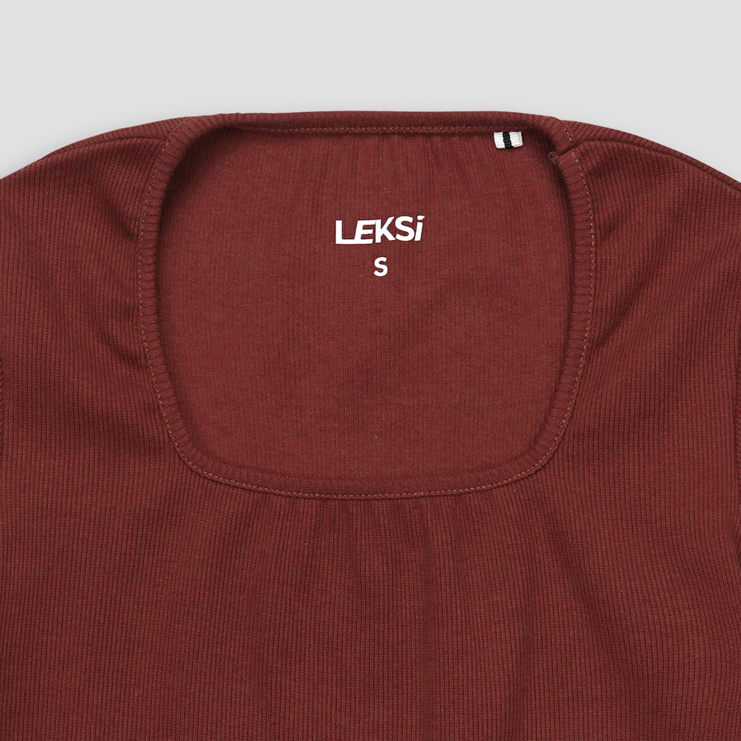 Maroon Square Neck Ribbed Shirt