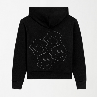 Flash Reflective Smileys on Back - Black Graphic Hoodie