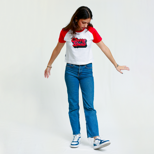 Cherry Bomb Raglan Baby Tee