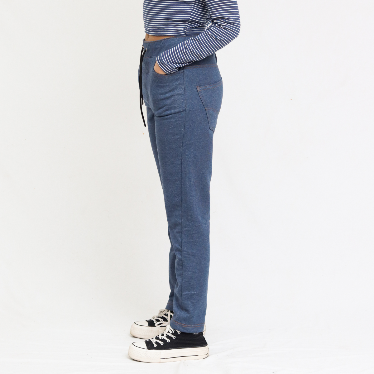 Denim-Print Unisex Terry Sweatpants