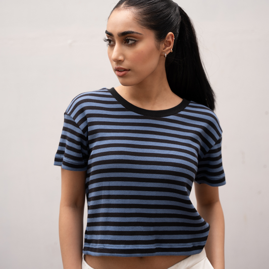 Striped Waffle Knit Top