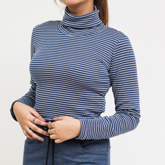 Striped Turtle Neck