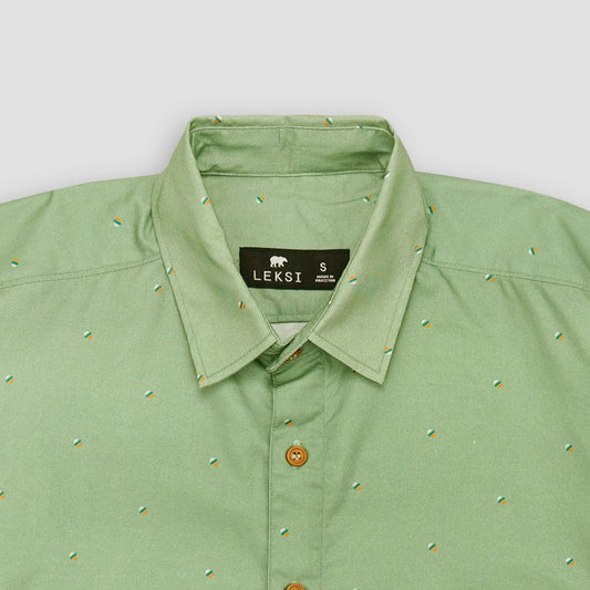 Avocado Green Speckled Button Down