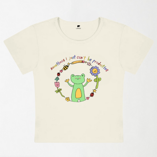 I Just Can't Be Productive Y2K Baby Tee