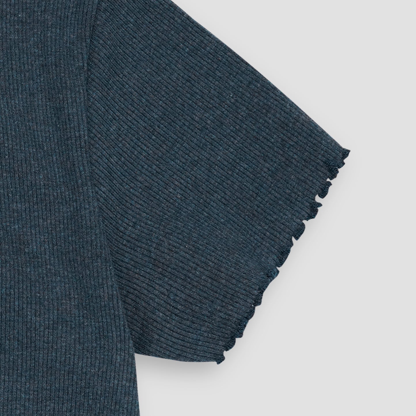 Denim Blue Ribbed V-Neck