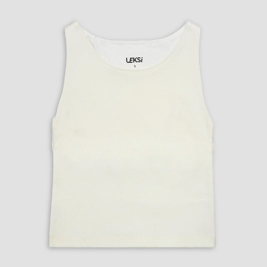 Essential Off White Ribbed Tank Top