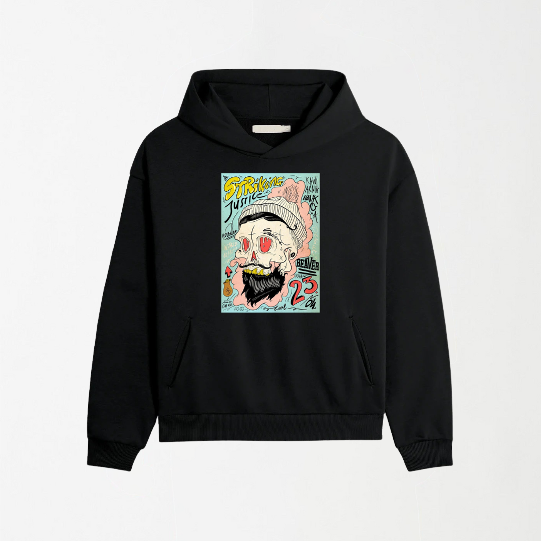 Striking Justice - Black Graphic Hoodie