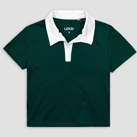 Collared Green Cropped Top