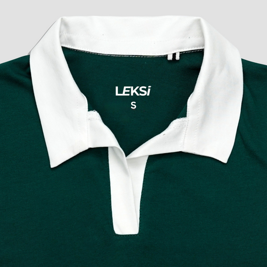 Collared Green Cropped Top