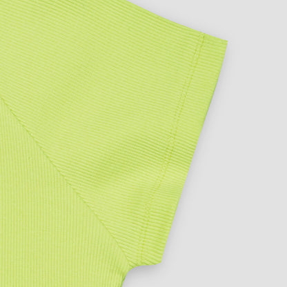 Lime Round Neckline Short Sleeve Ribbed Tee