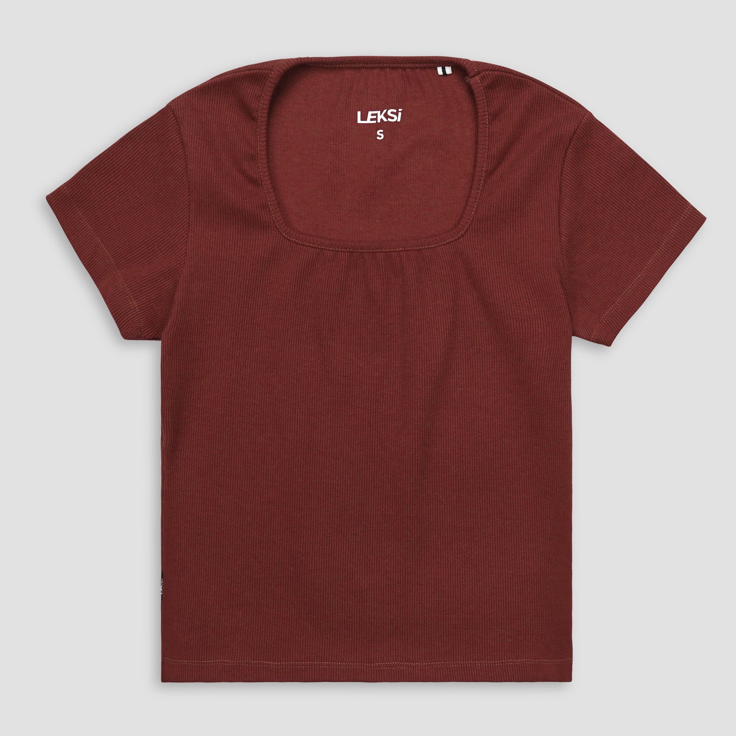 Maroon Square Neck Ribbed Shirt