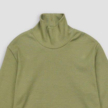 Olive Ribbed Turtle Neck