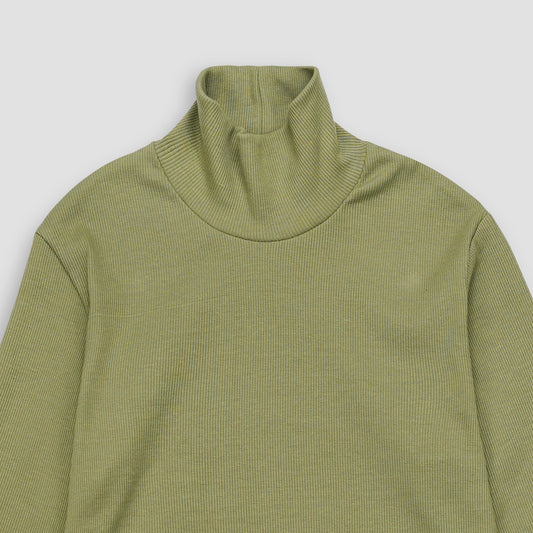 Olive Ribbed Turtle Neck