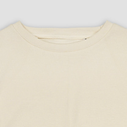 Ruched White Ribbed Top