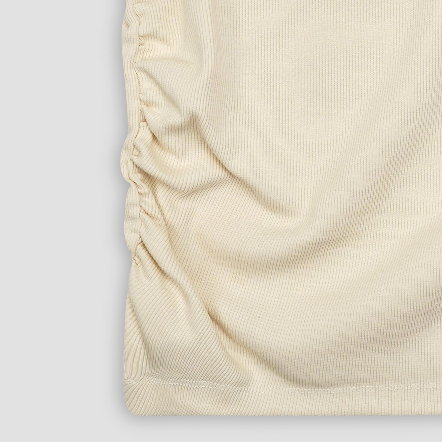Ruched White Ribbed Top