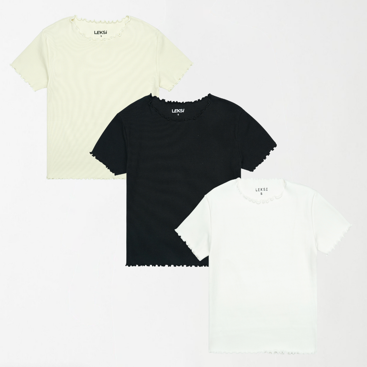 Ribbed Shirts -  Bundle of 3 (White, Black, Off-White)