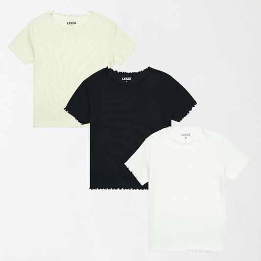 Ribbed Shirts -  Bundle of 3 (White, Black, Off-White)